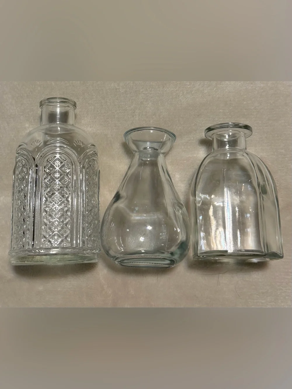 Clear Glass Decorative Bud Vase Trio